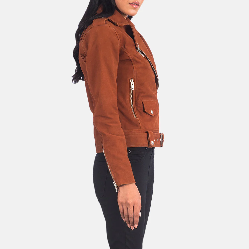 Alison Brown Suede Biker Jacket - Image 5