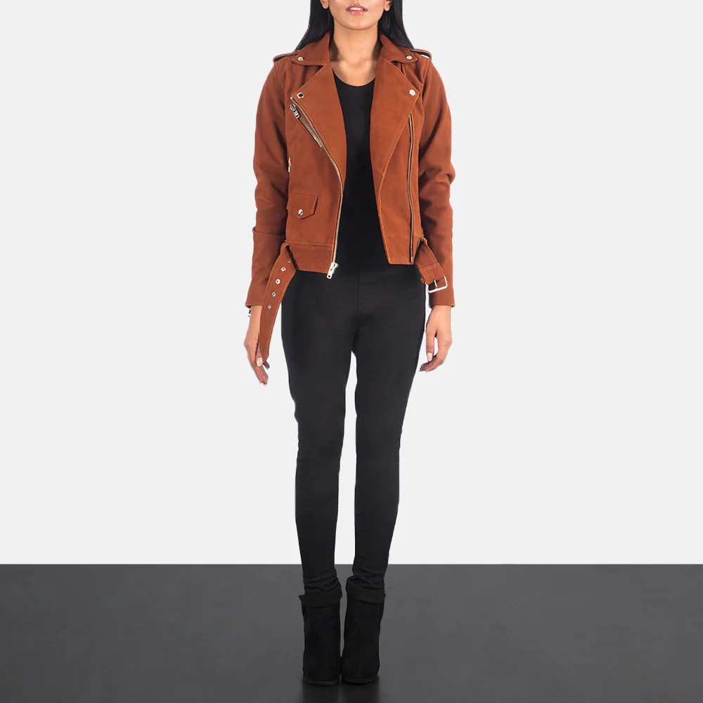 Alison Brown Suede Biker Jacket - Image 4