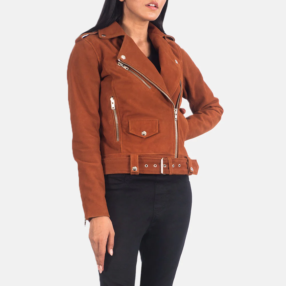 Alison Brown Suede Biker Jacket - Image 3