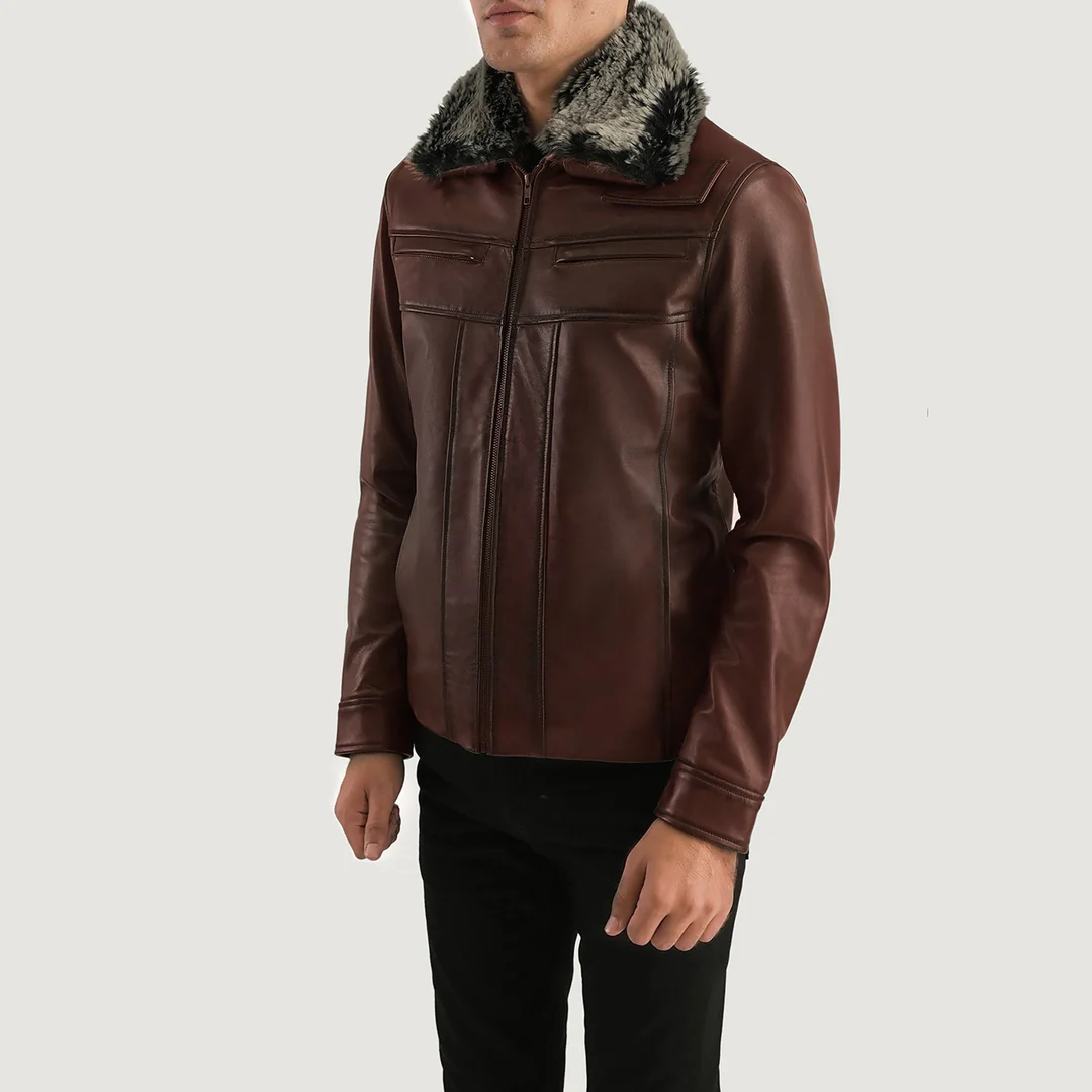 Fur Brown Leather Jacket - Image 4